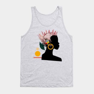 Abstract Black Woman with Protea , Butterfly Tank Top